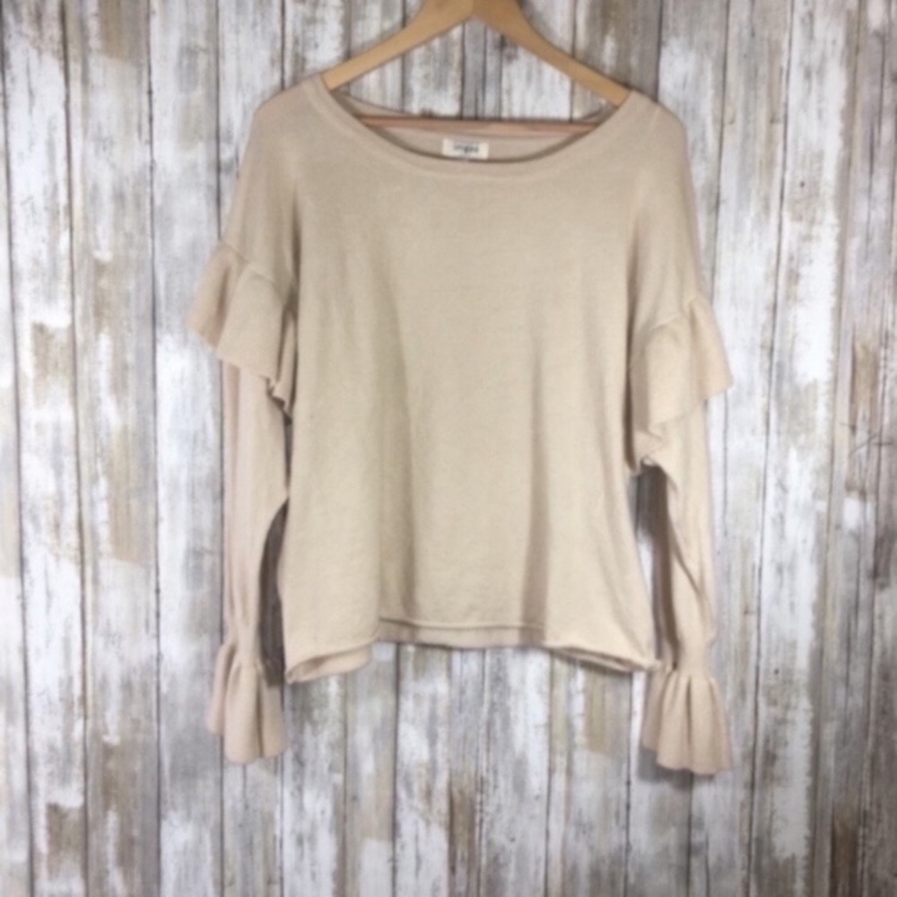 Umgee Beige Wide Arm Cut Off Blouse